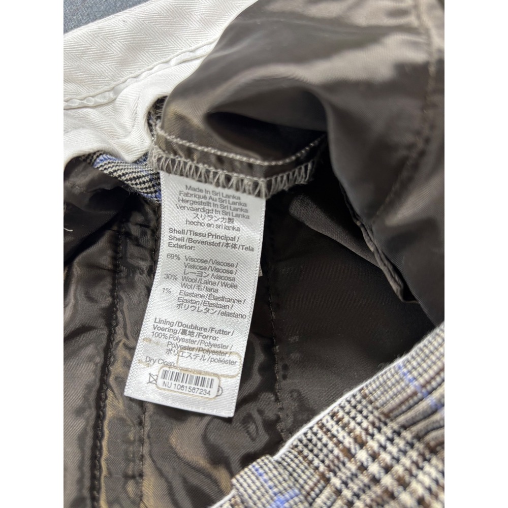 Madewell Slouchy Straight Pants Womens 8 Brown Plaid Pleated Wool Blend Trousers - Picture 6 of 10